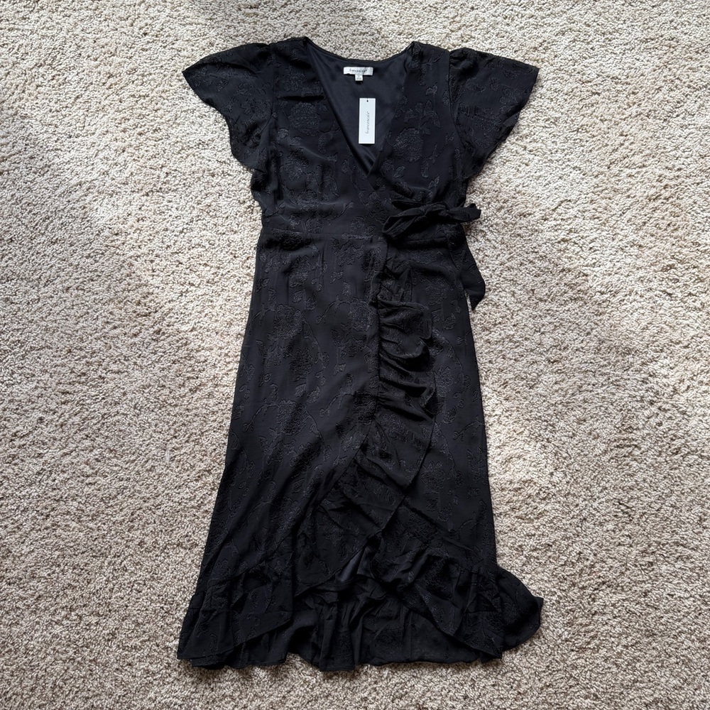 Francesca’s Black Wrap Ruffle Dress